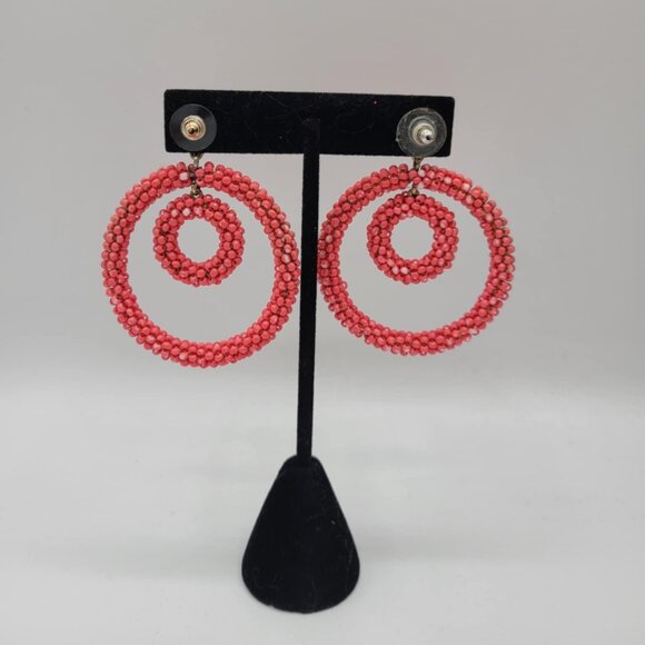 J Crew Pink Beaded Circle in a Circle Stud Earrings - Picture 5 of 10